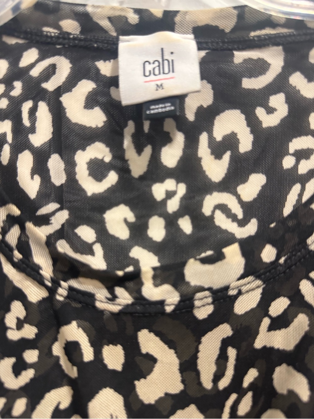 CAbi Black and Cream Leopard Twist-Front Long Sleeve Tee - Picture 5 of 5
